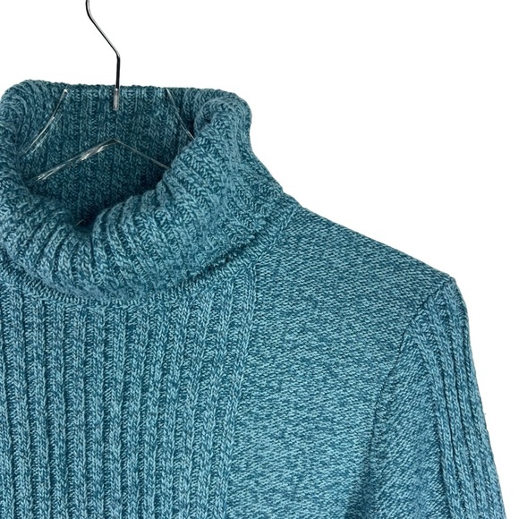 SUNDANCE Teal Cable Knit Turtleneck Sweater - Picture 2 of 5